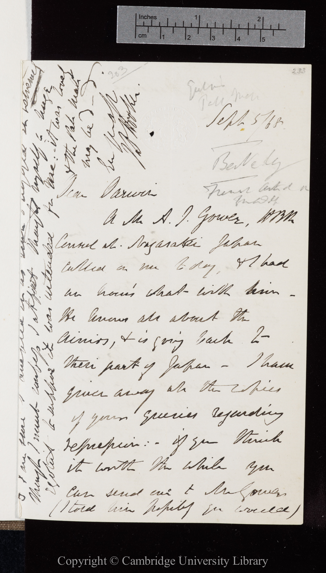 Letter from J. D. Hooker to C. R. Darwin   5 September 1868