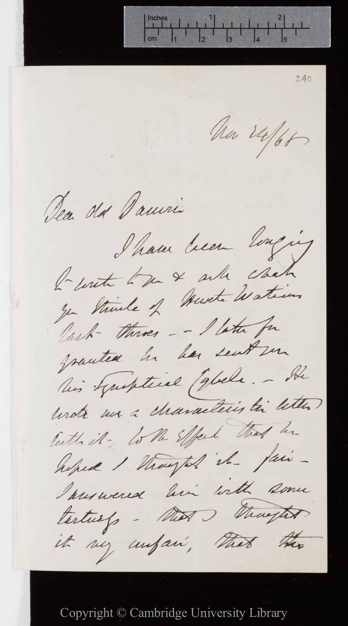 Letter from J. D. Hooker to C. R. Darwin   24 November 1868