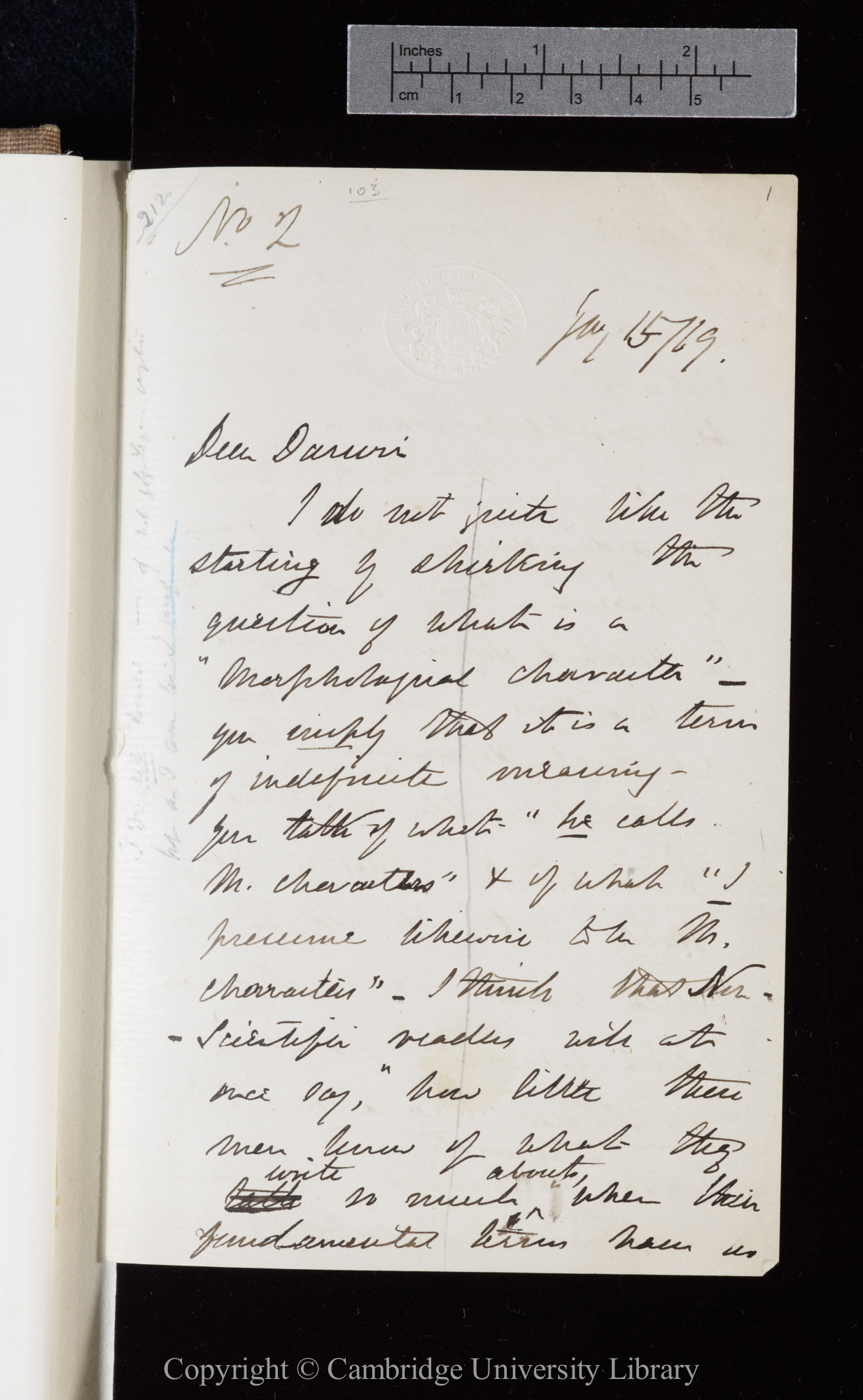 Letter from J. D. Hooker to C. R. Darwin   15 January 1869