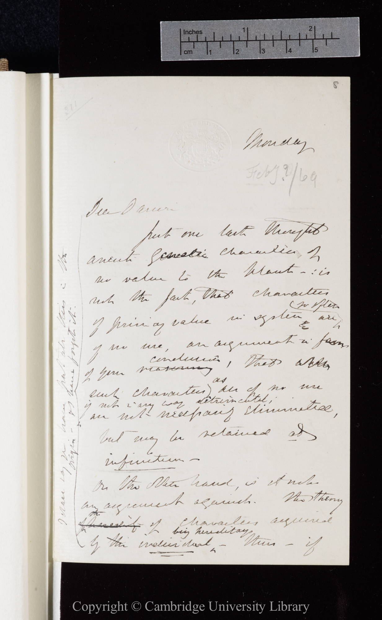Letter from J. D. Hooker to C. R. Darwin   [25 January 1869]