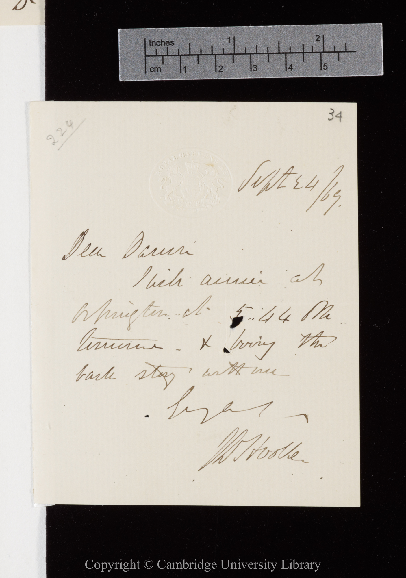 Letter from J. D. Hooker to C. R. Darwin   24 September 1869