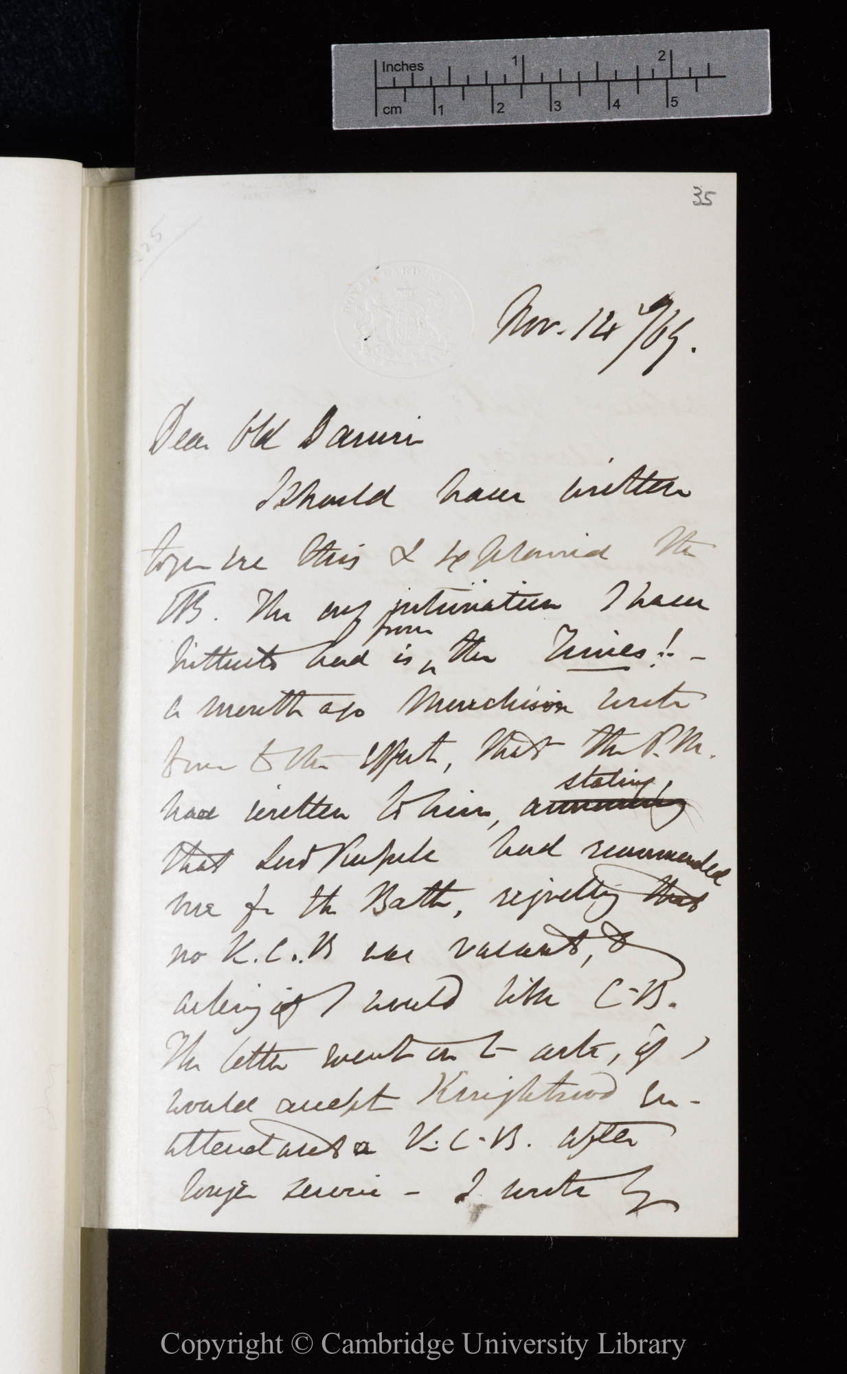 Letter from J. D. Hooker to C. R. Darwin   14 November 1869