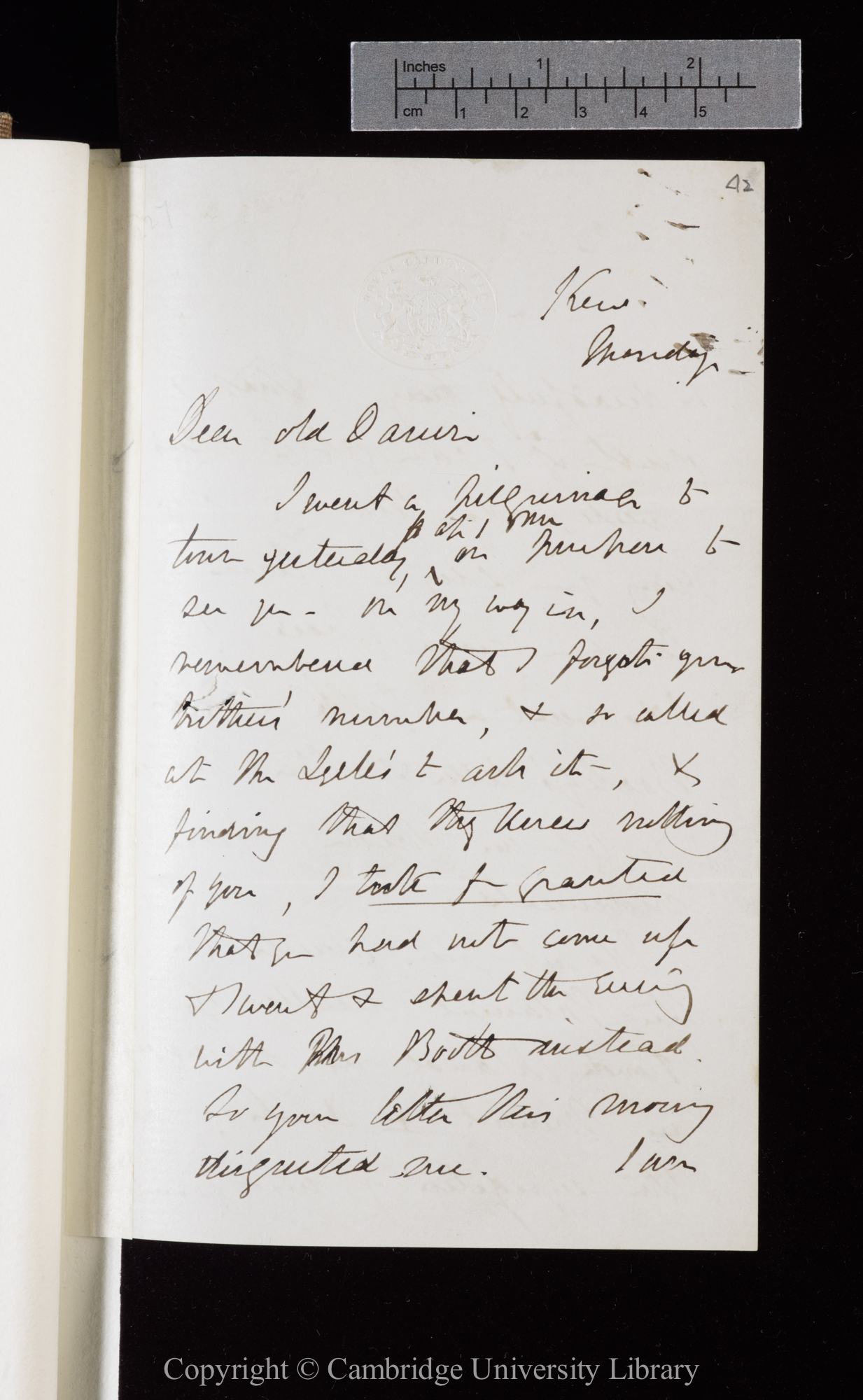 Letter from J. D. Hooker to C. R. Darwin   [7 March 1870]