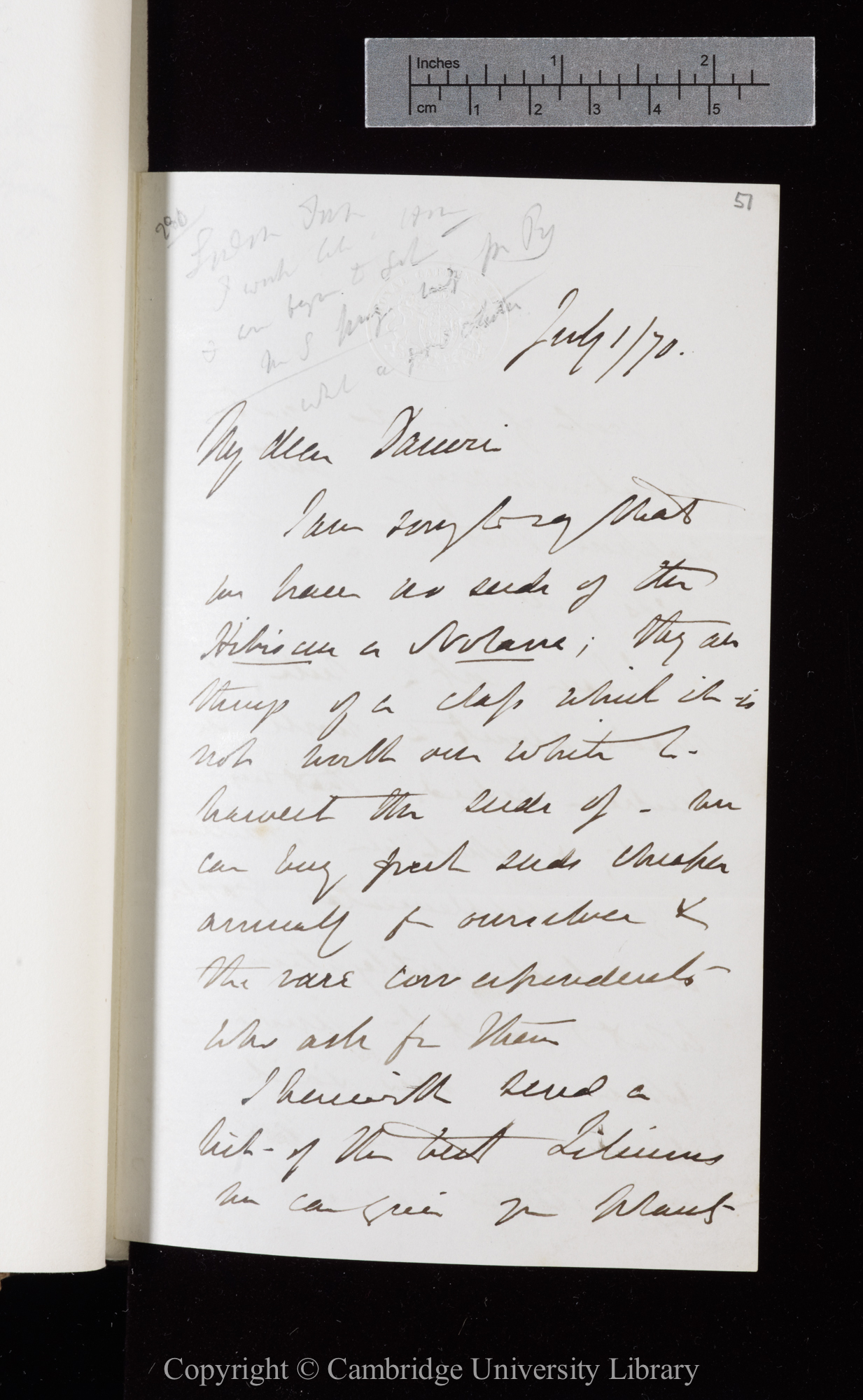 Letter from J. D. Hooker to C. R. Darwin   1 July 1870