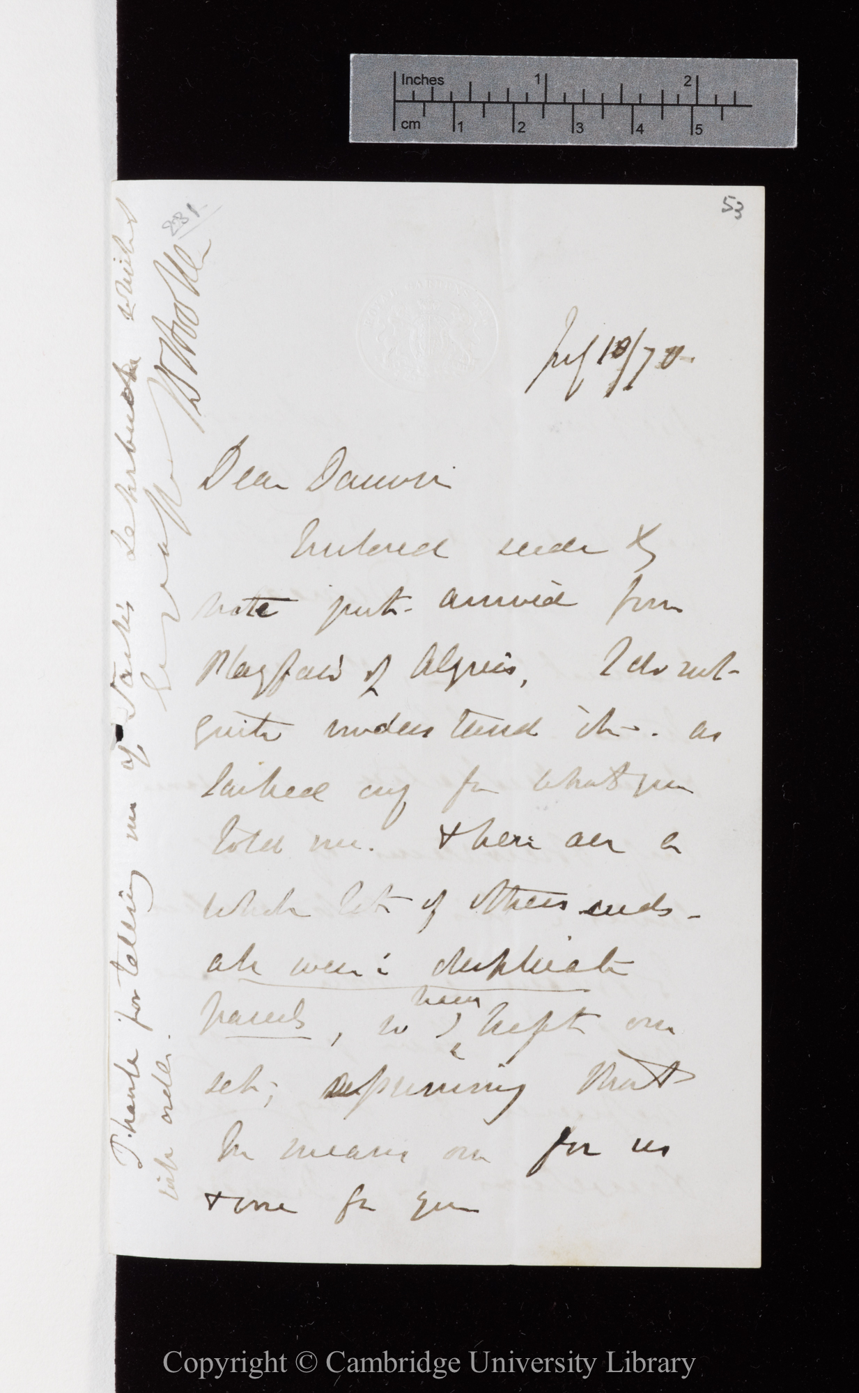 Letter from J. D. Hooker to C. R. Darwin   10 July 1870