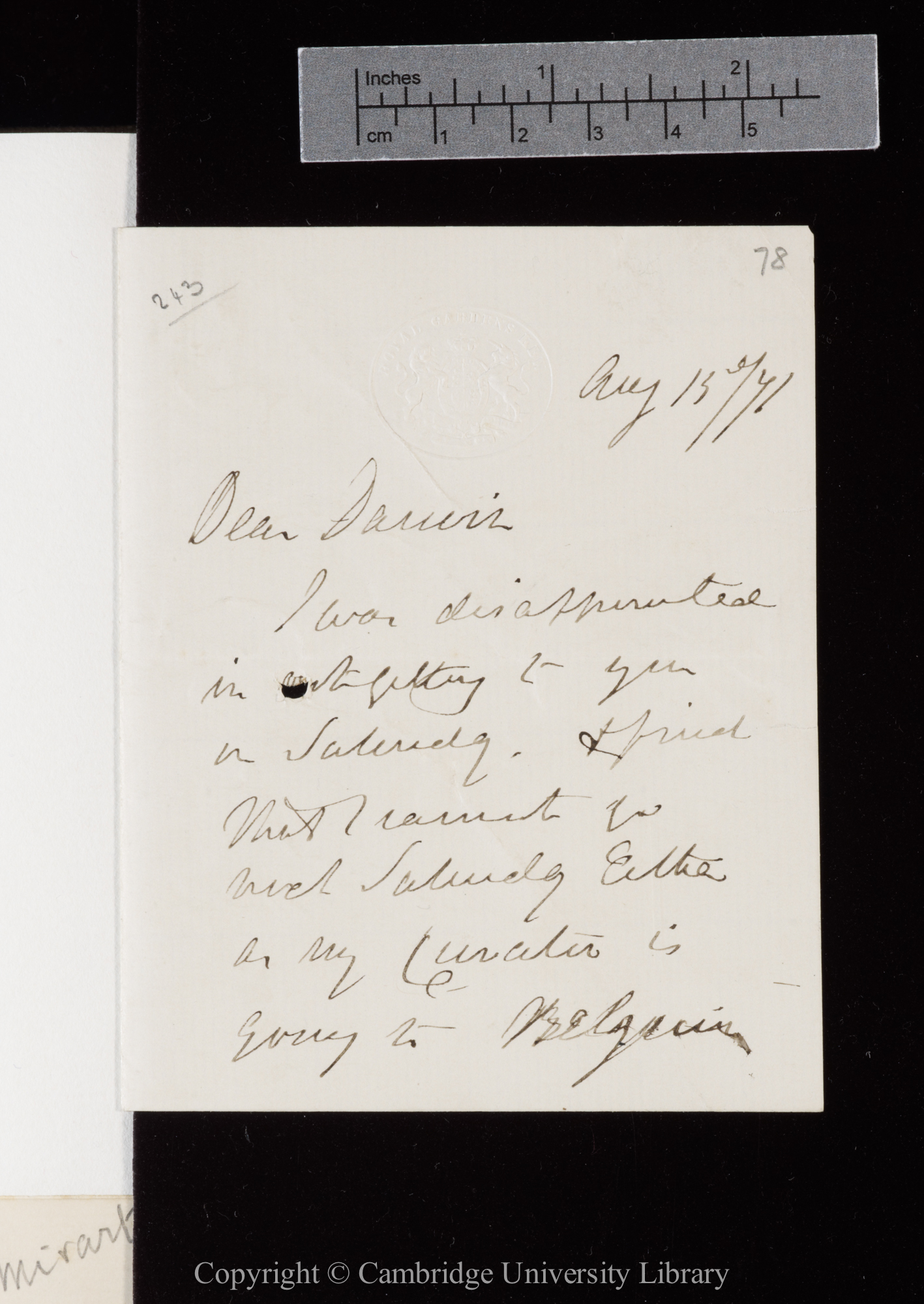 Letter from J. D. Hooker to C. R. Darwin   15 August 1871