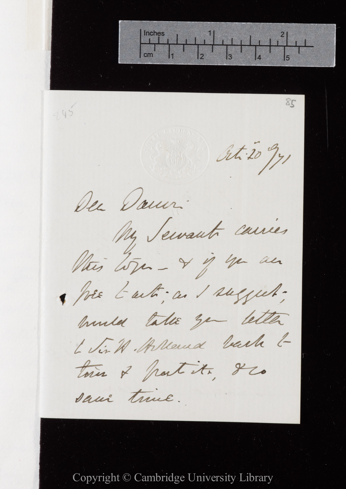Letter from J. D. Hooker to C. R. Darwin   20 October 1871