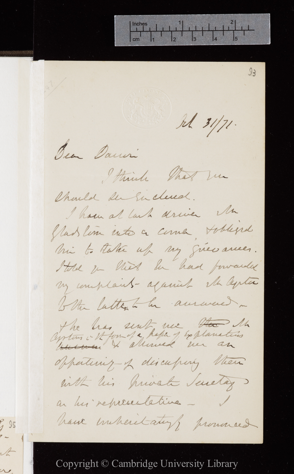 Letter from J. D. Hooker to C. R. Darwin   31 October 1871