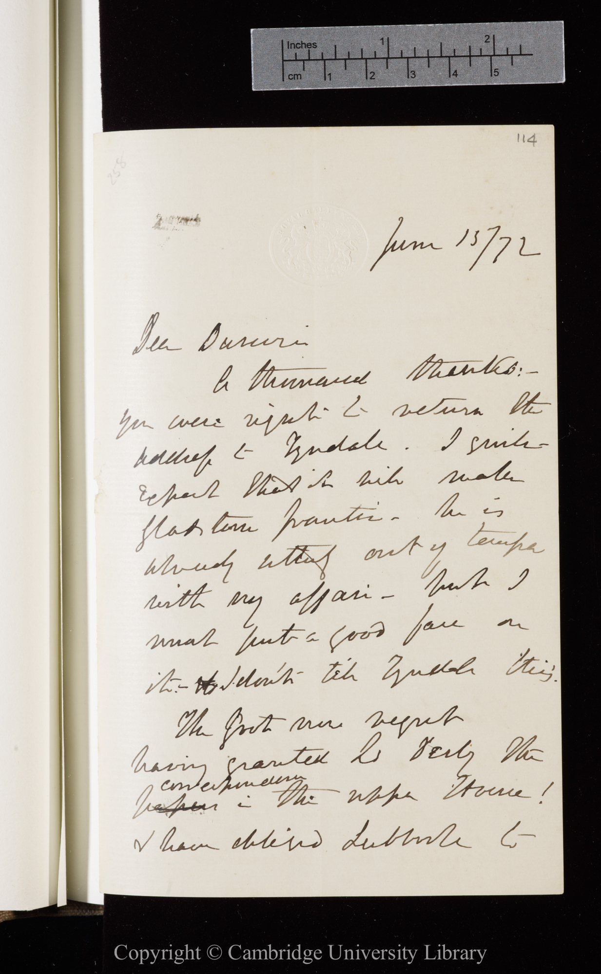 Letter from J. D. Hooker to C. R. Darwin   15 June 1872