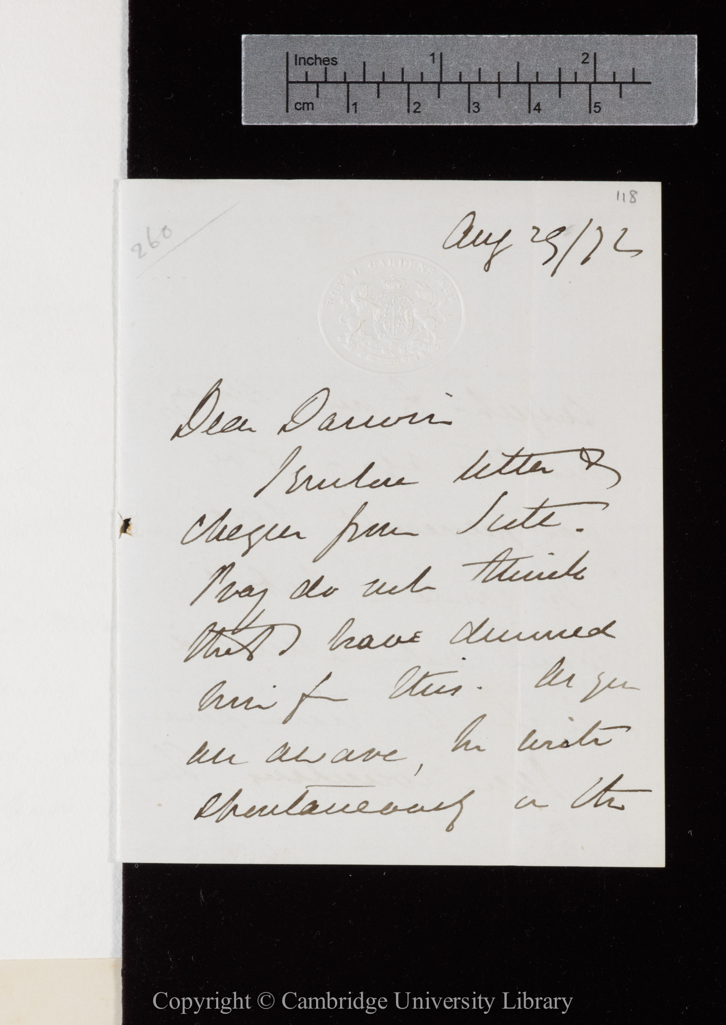 Letter from J. D. Hooker to C. R. Darwin   29 August 1872