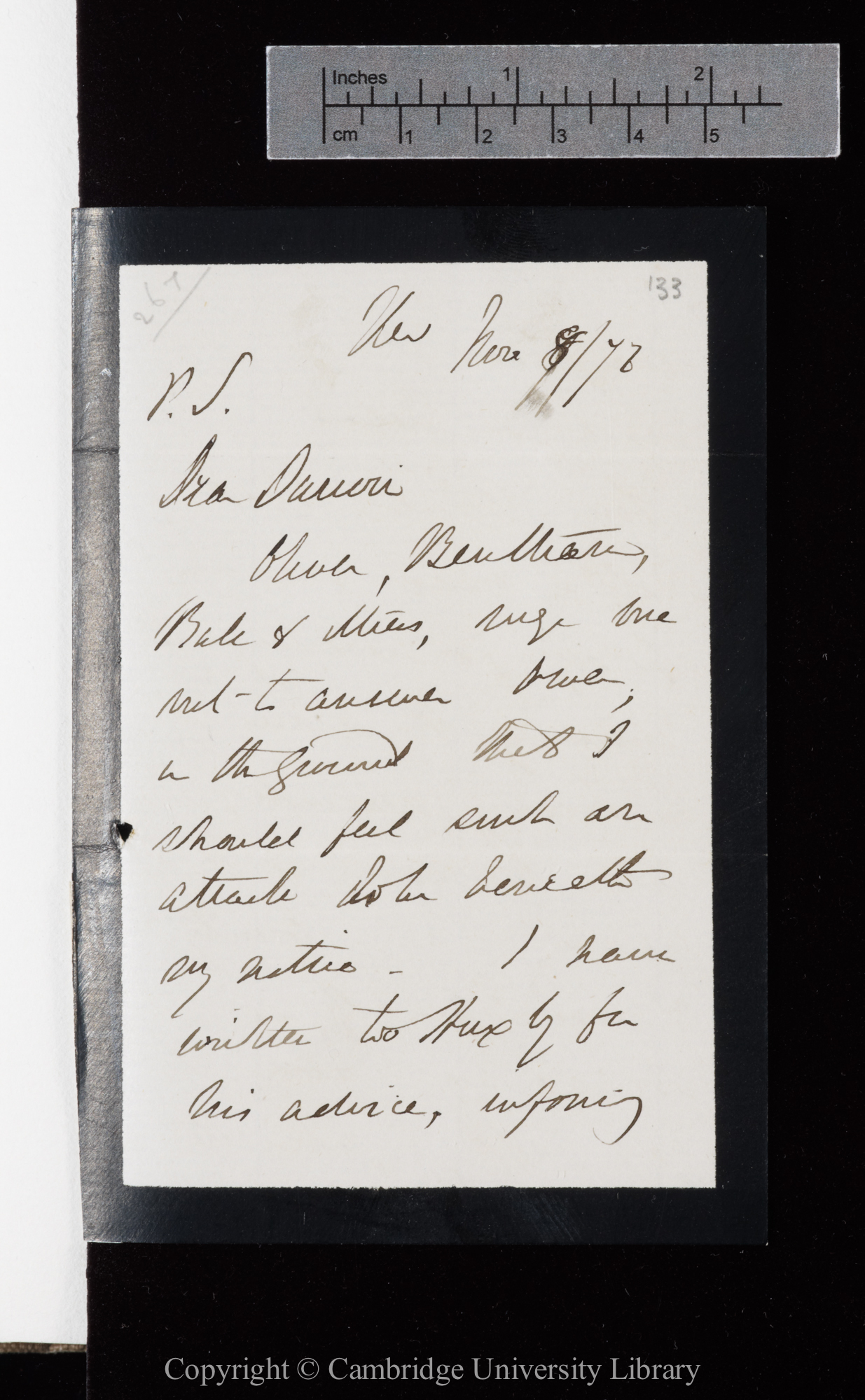 Letter from J. D. Hooker to C. R. Darwin   8 November 1872