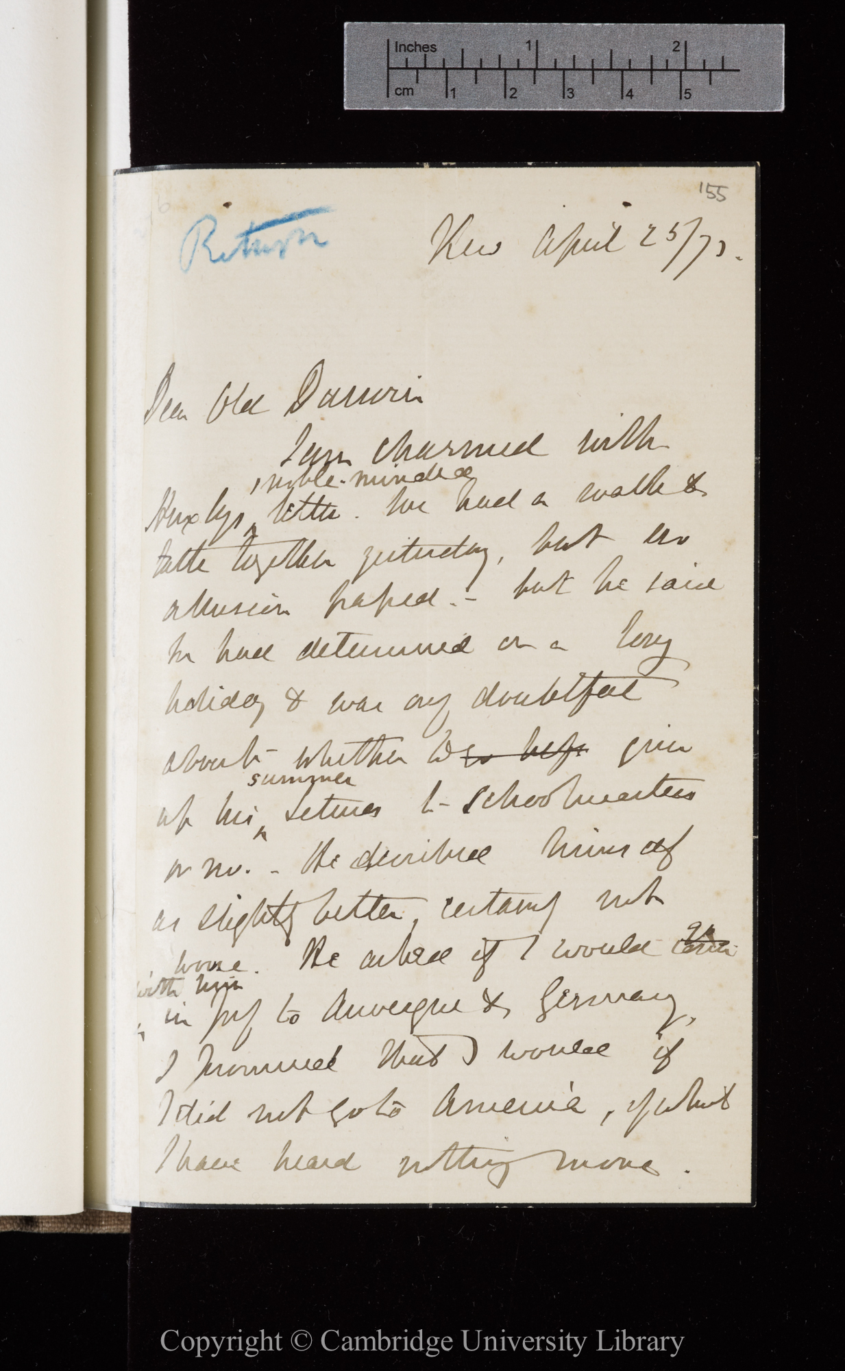 Letter from J. D. Hooker to C. R. Darwin   25 April 1873