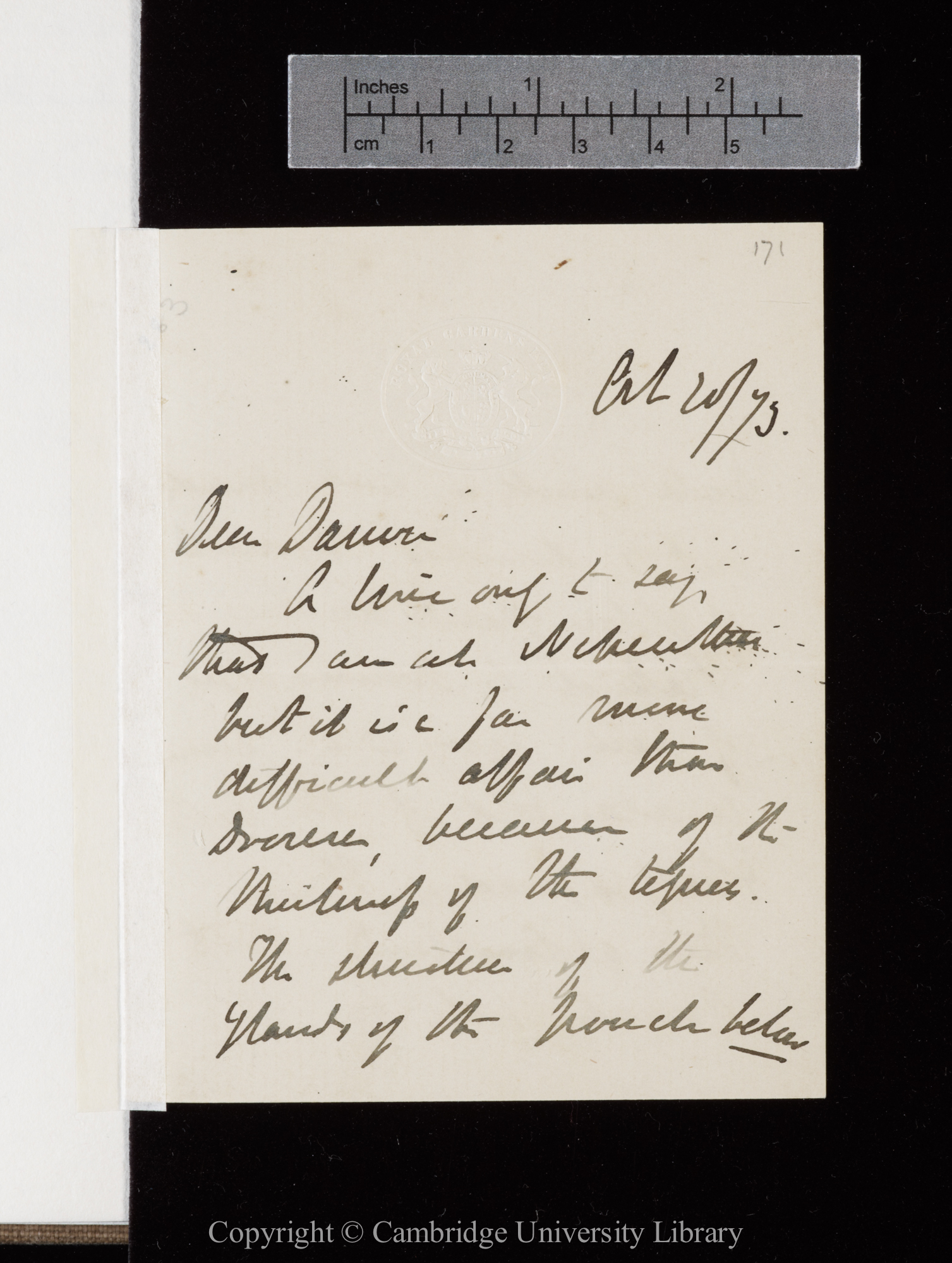 Letter from J. D. Hooker to C. R. Darwin   20 October 1873