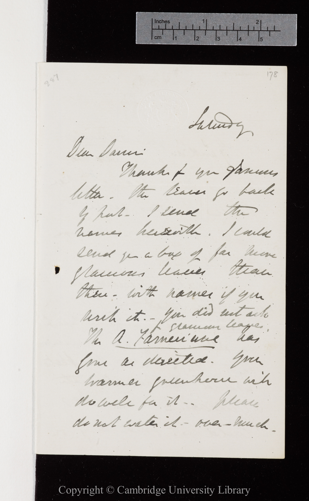 Letter from J. D. Hooker to C. R. Darwin   [1 November 1873]