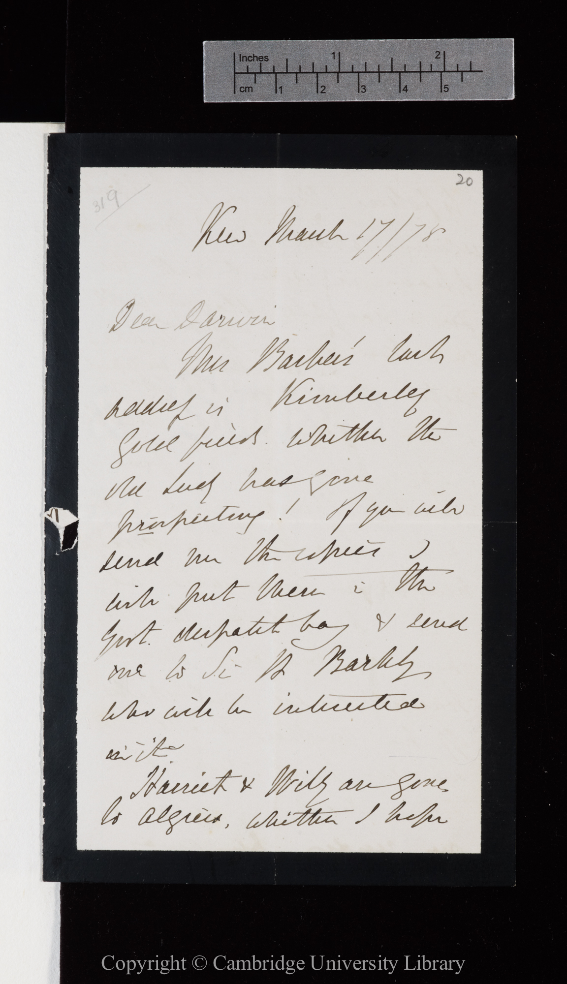 Letter from J. D. Hooker to C. R. Darwin   17 March 1875