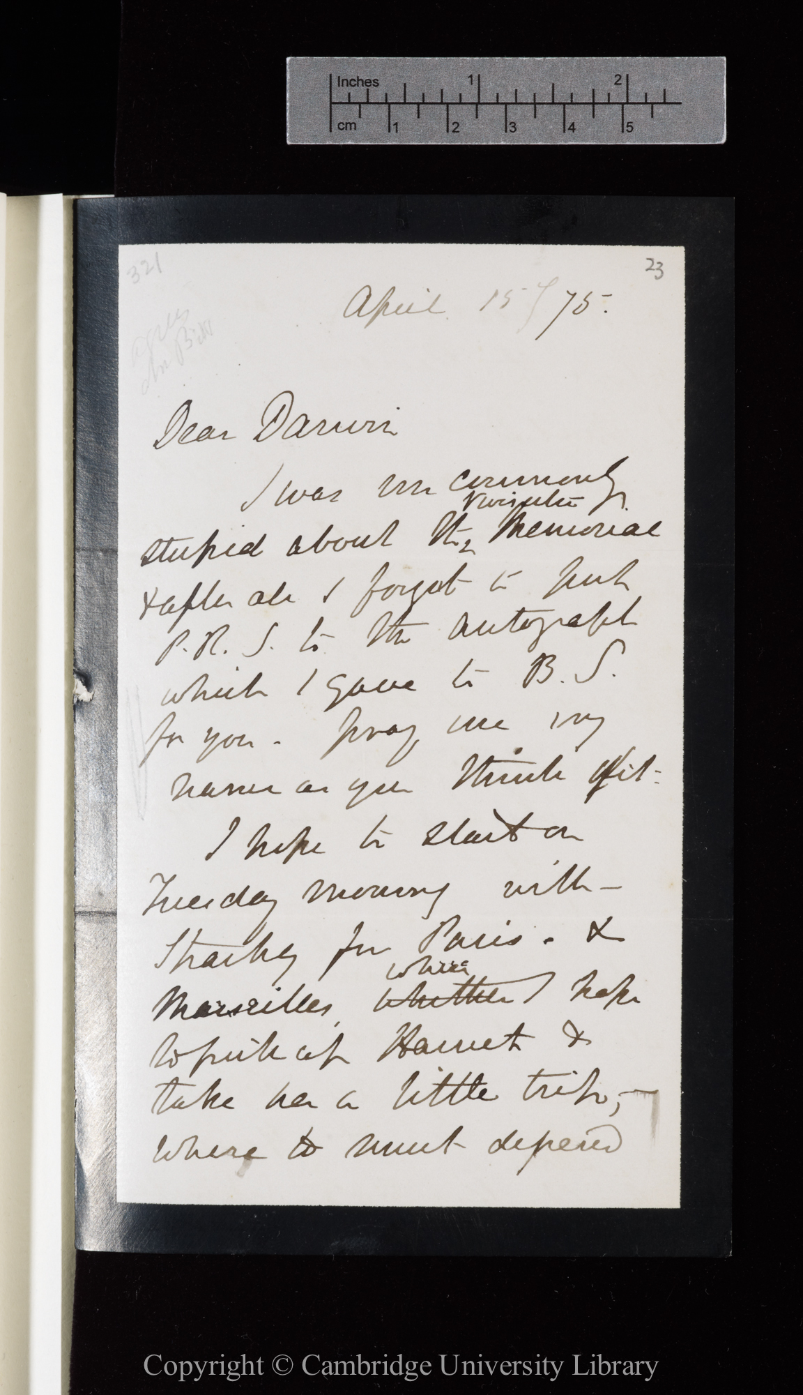 Letter from J. D. Hooker to C. R. Darwin   15 April 1875