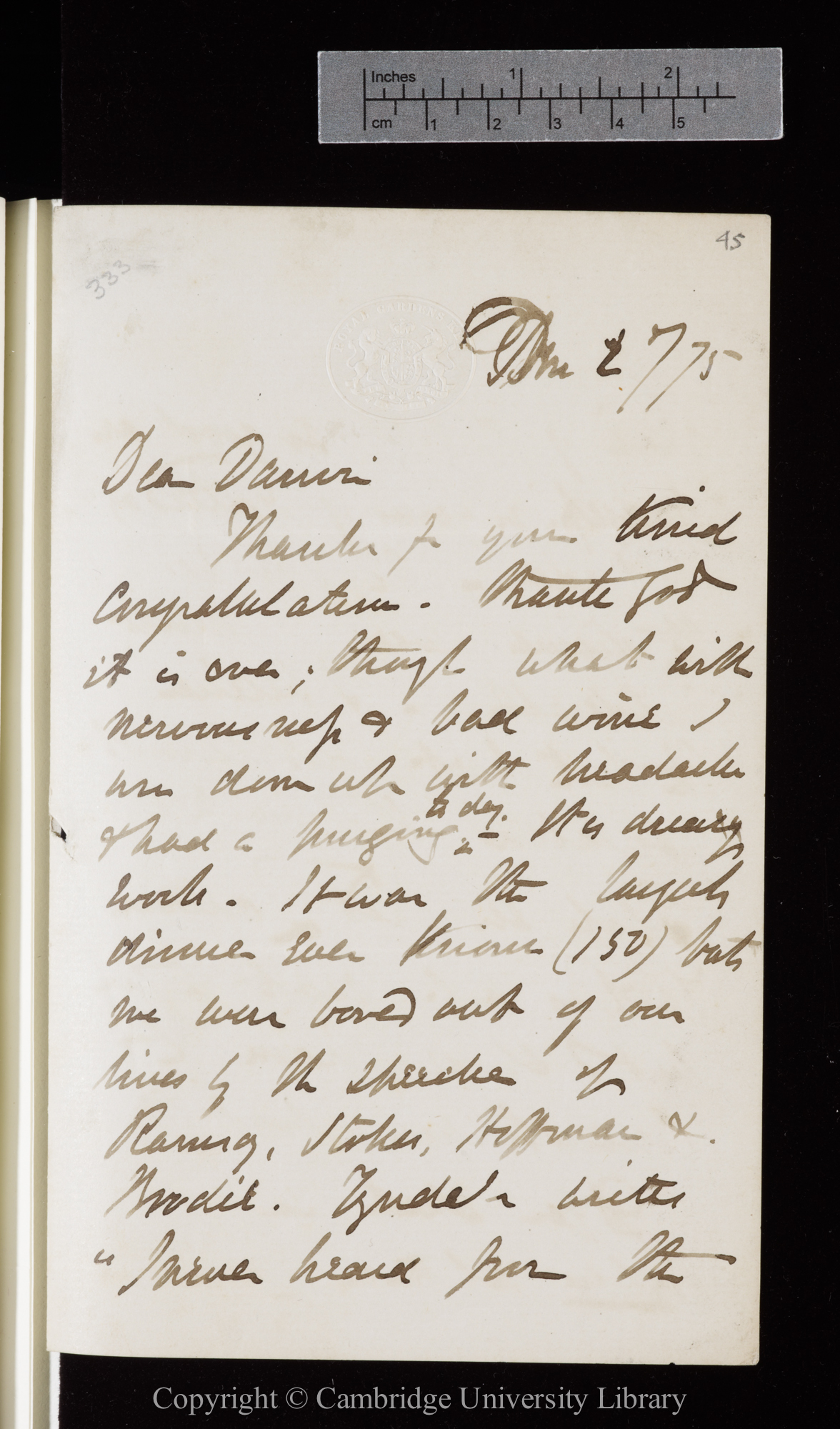 Letter from J. D. Hooker to C. R. Darwin   2 December 1875