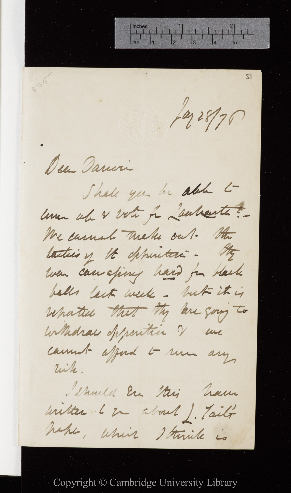 Letter from J. D. Hooker to C. R. Darwin   28 January 1876