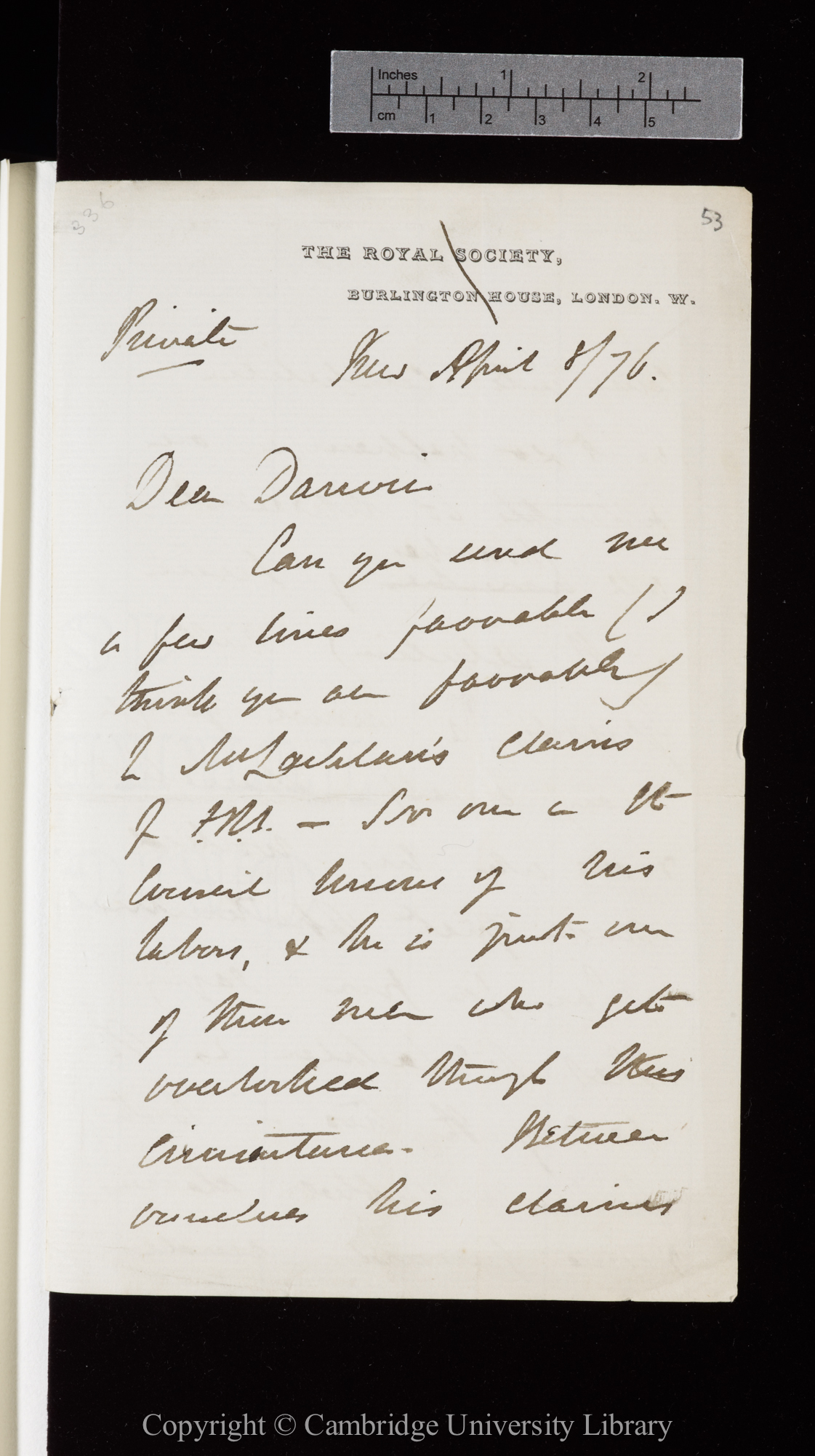 Letter from J. D. Hooker to C. R. Darwin   8 April 1876