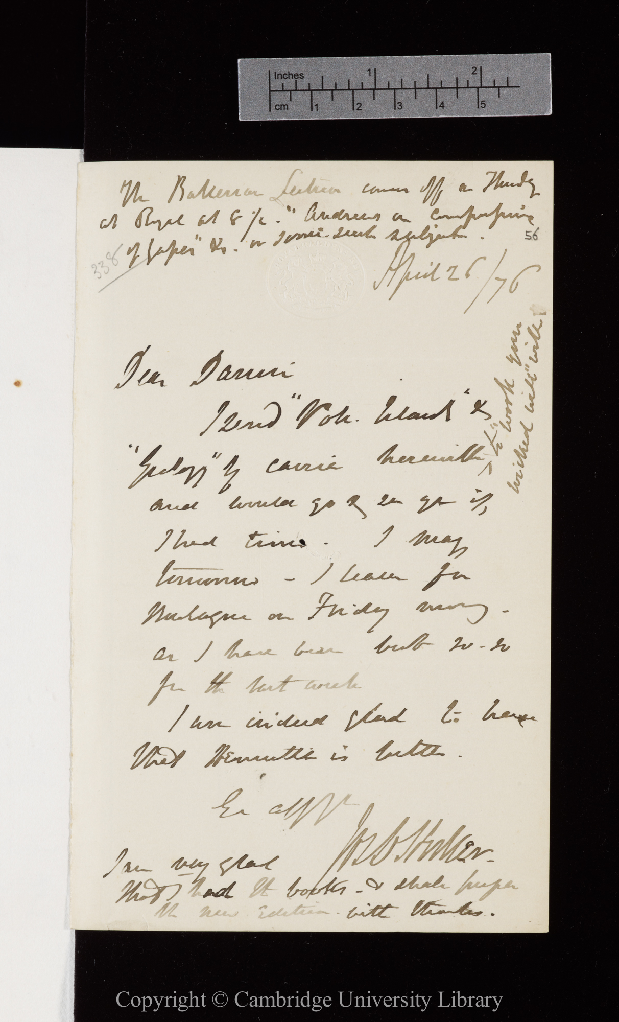 Letter from J. D. Hooker to C. R. Darwin   26 April 1876