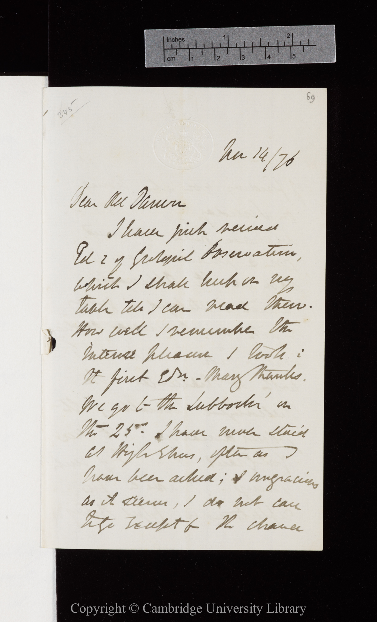 Letter from J. D. Hooker to C. R. Darwin   14 November 1876