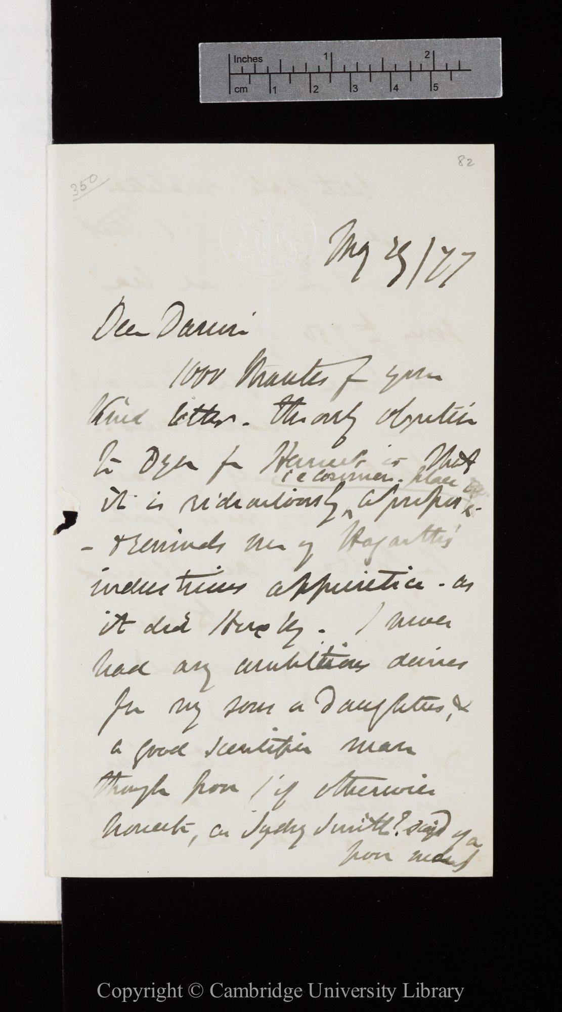 Letter from J. D. Hooker to C. R. Darwin   29 May 1877
