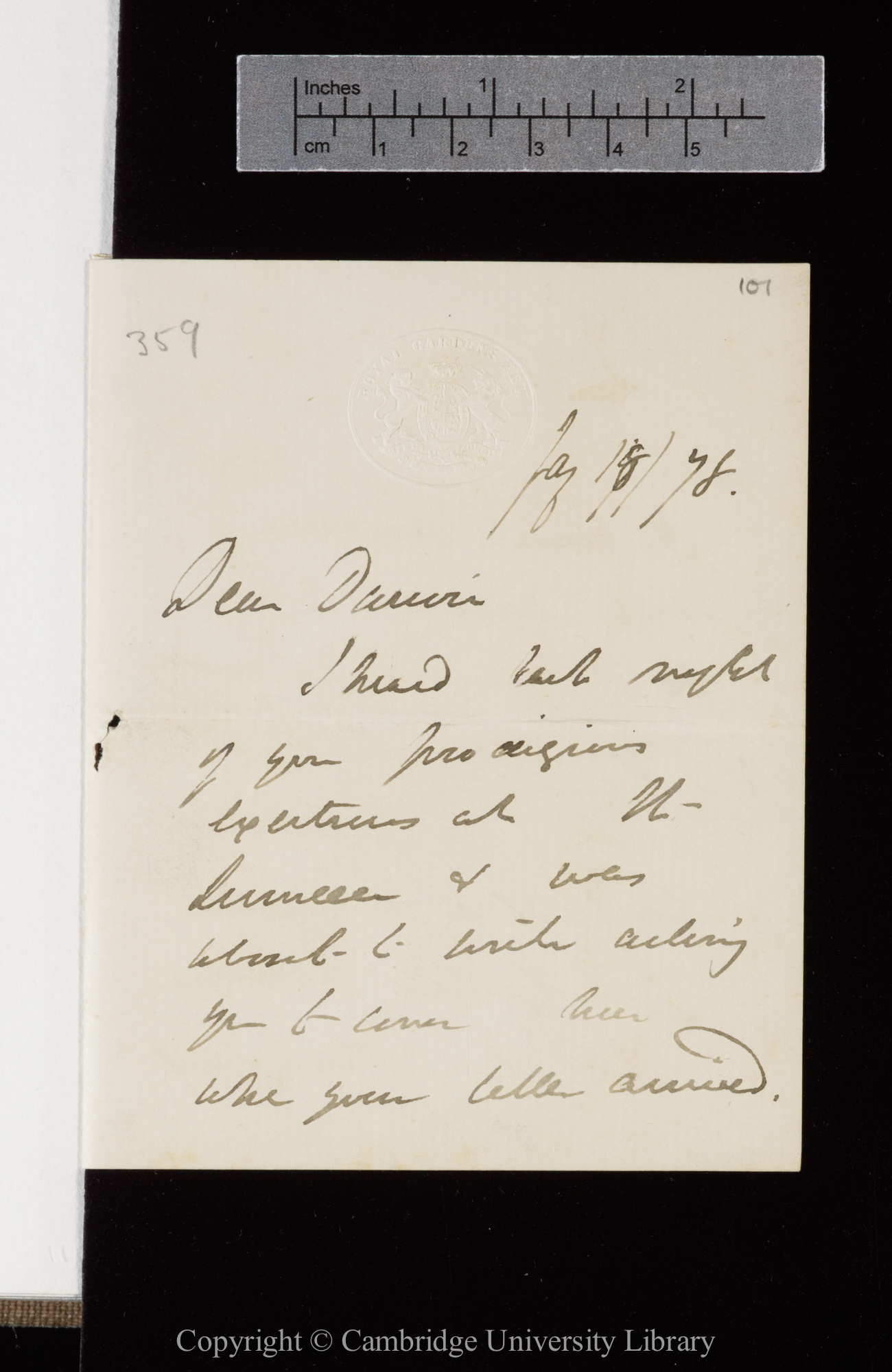 Letter from J. D. Hooker to C. R. Darwin   18 January 1878