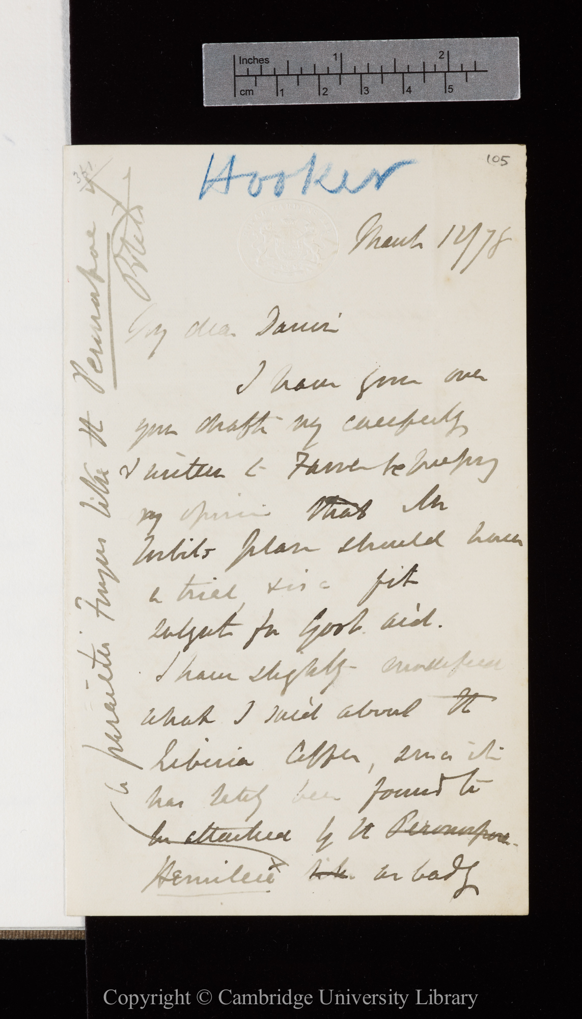 Letter from J. D. Hooker to C. R. Darwin   12 March 1878