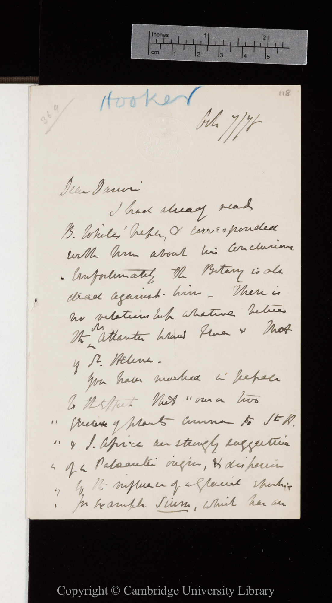 Letter from J. D. Hooker to C. R. Darwin   7 October 1878