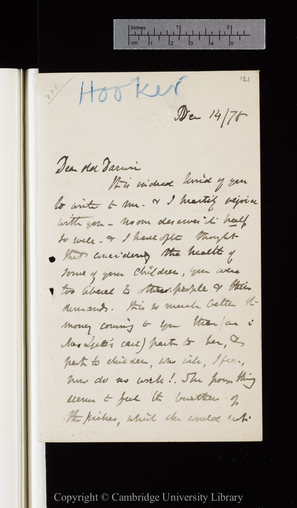 Letter from J. D. Hooker to C. R. Darwin   14 December 1878