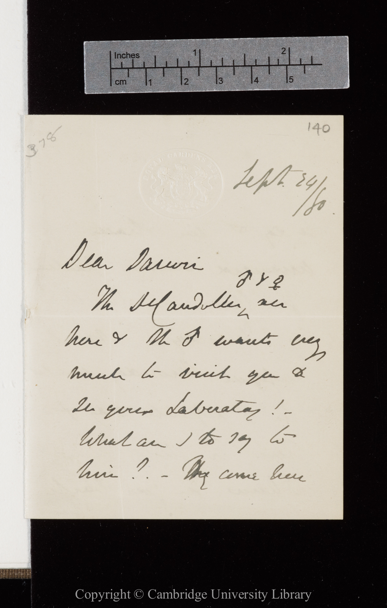 Letter from J. D. Hooker to C. R. Darwin   24 September 1880