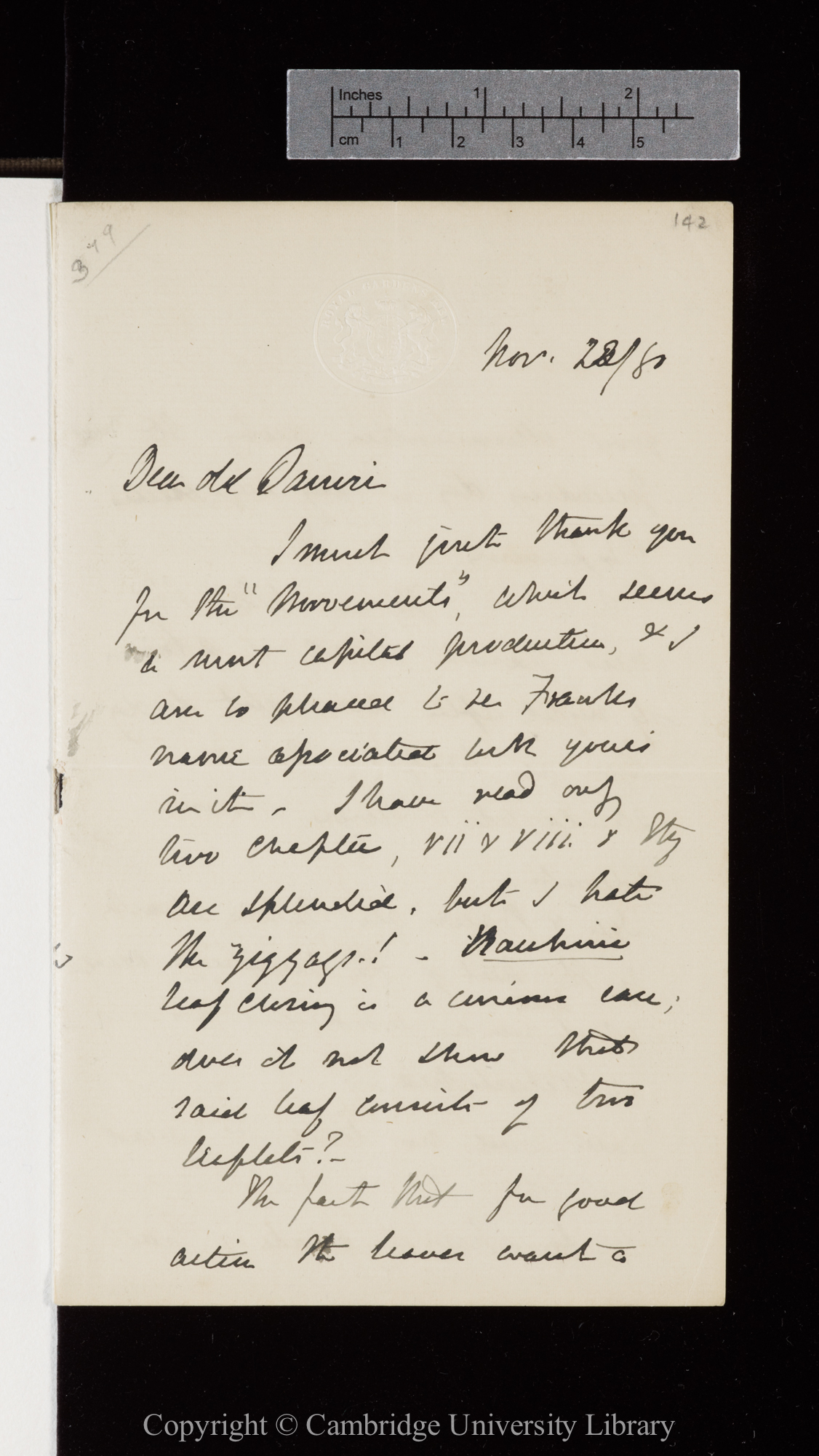 Letter from J. D. Hooker to C. R. Darwin   22 November 1880