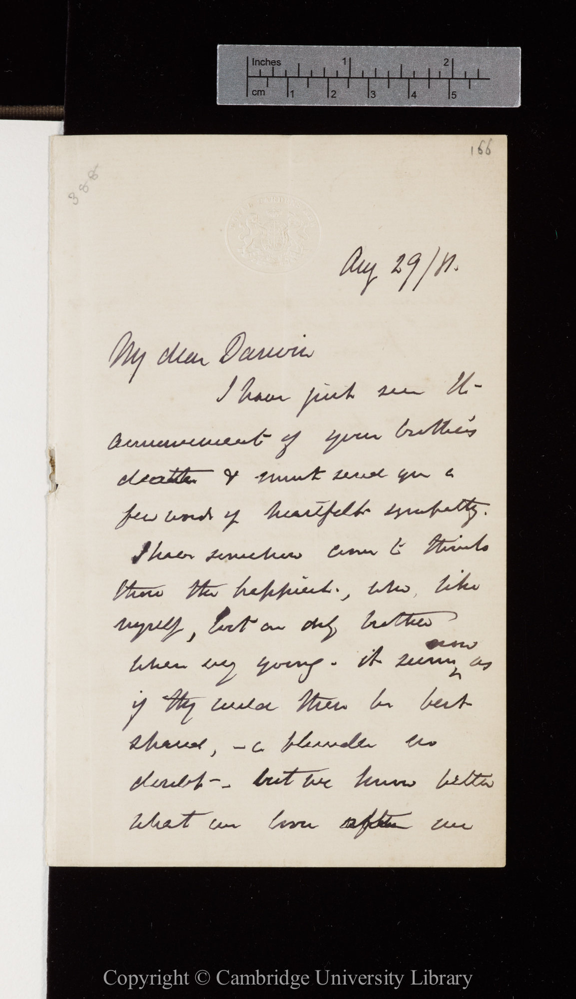 Letter from J. D. Hooker to C. R. Darwin   29 August 1881