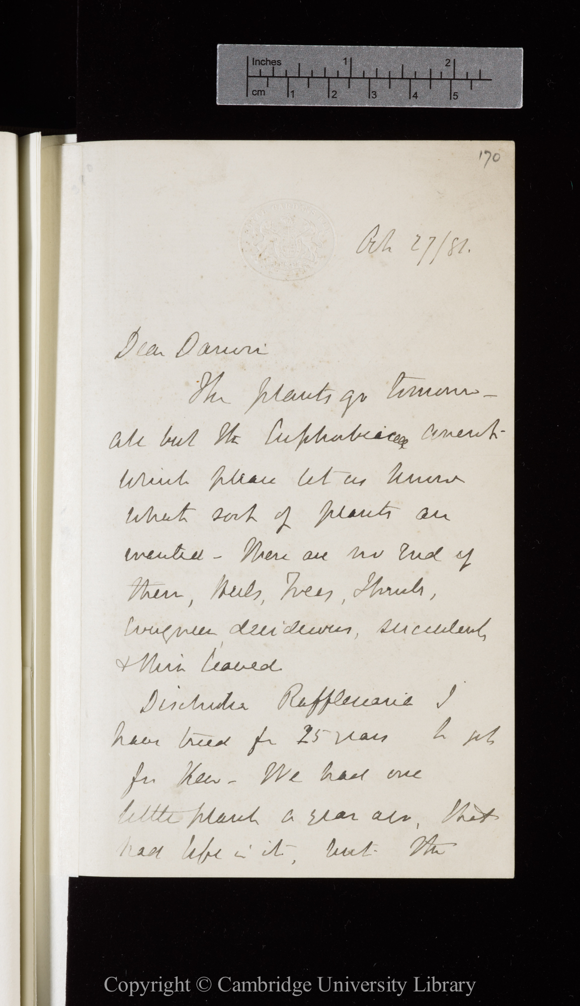 Letter from J. D. Hooker to C. R. Darwin   27 October 1881