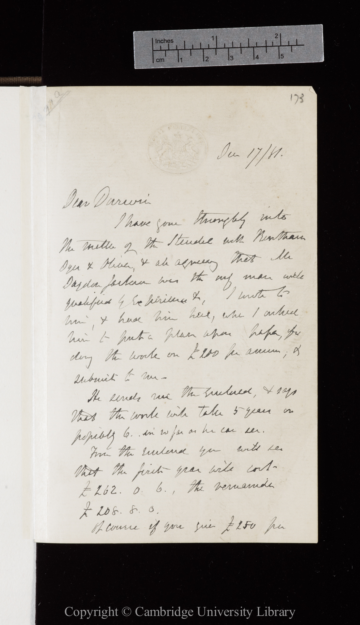 Letter from J. D. Hooker to C. R. Darwin   17 December 1881