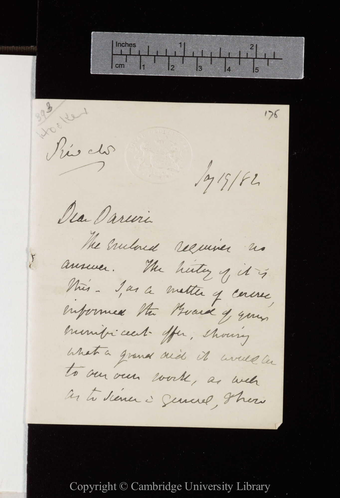 Letter from J. D. Hooker to C. R. Darwin   19 January 1882