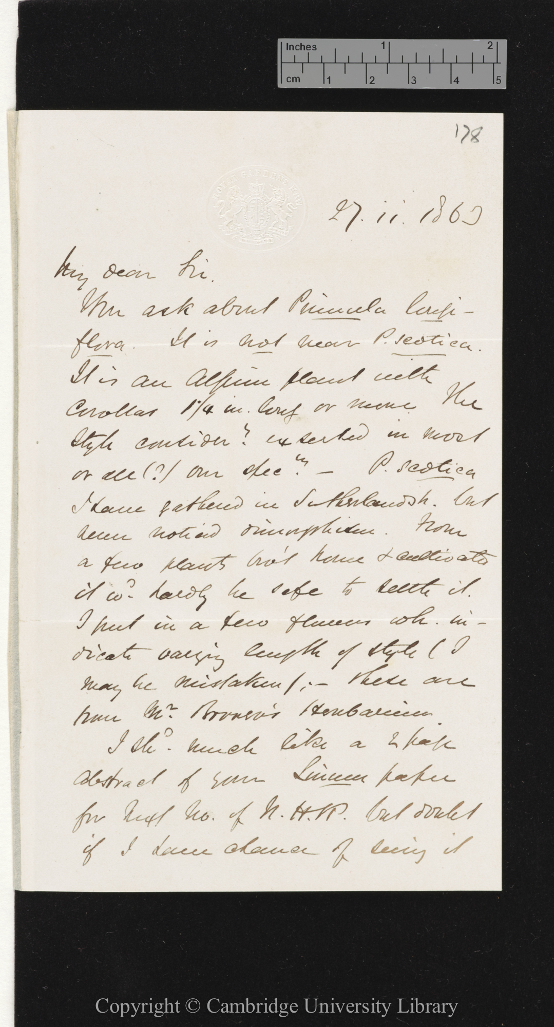 Daniel Oliver to Charles Robert Darwin