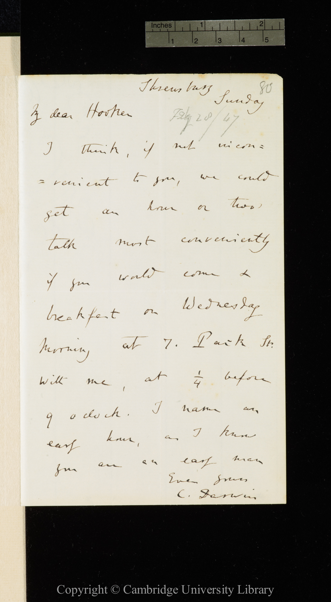 Letter from C. R. Darwin to J. D. Hooker   [28 February 1847]