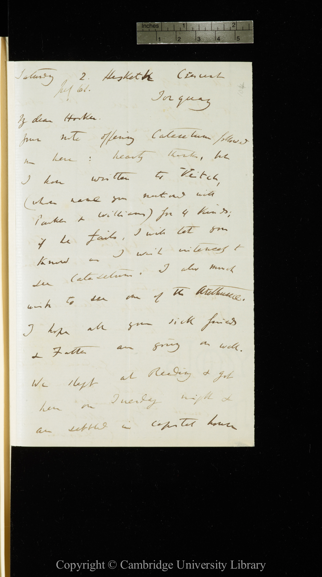 Letter from C. R. Darwin to J. D. Hooker   [6 July 1861]