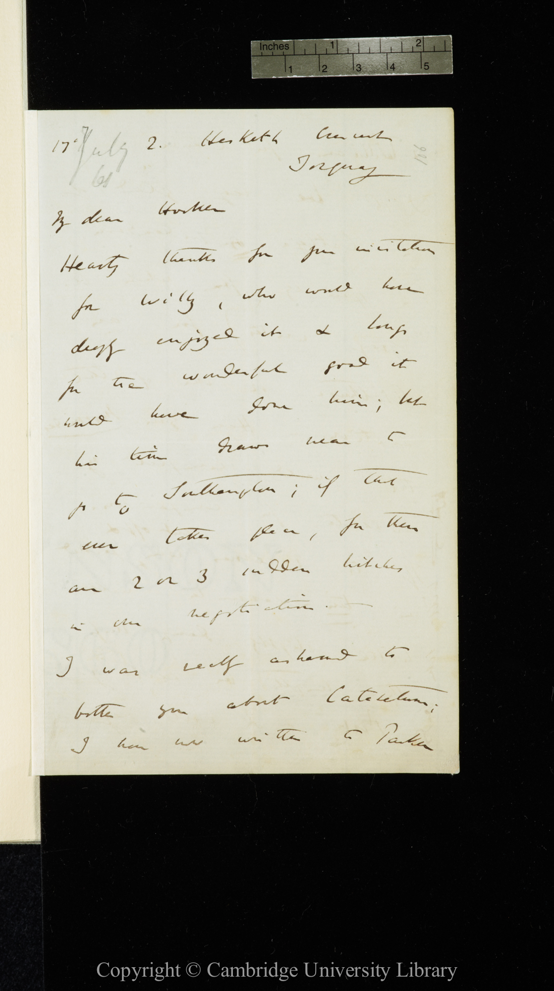 Letter from C. R. Darwin to J. D. Hooker   17 [July 1861]