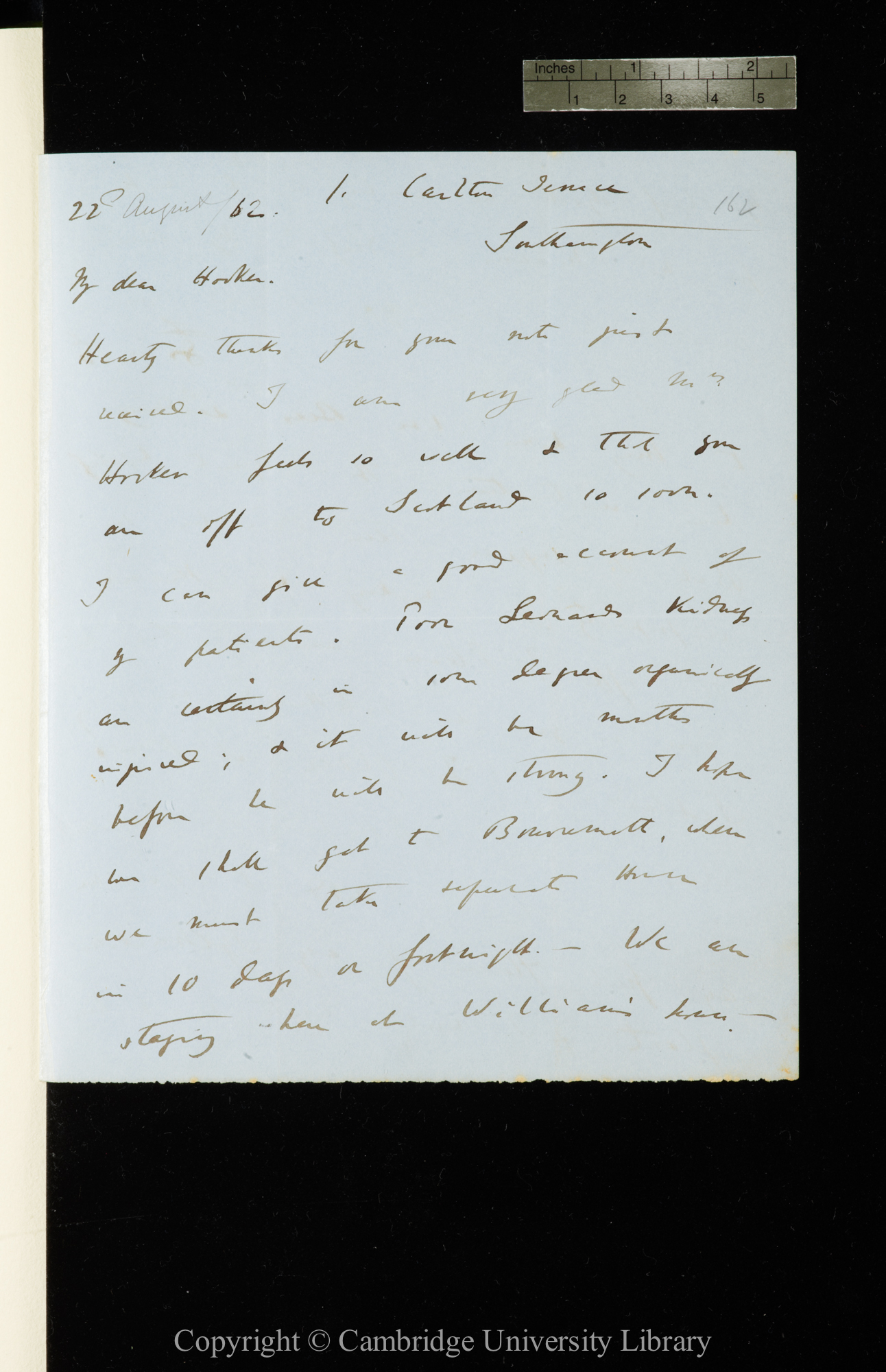 Letter from C. R. Darwin to J. D. Hooker   22 [August 1862]