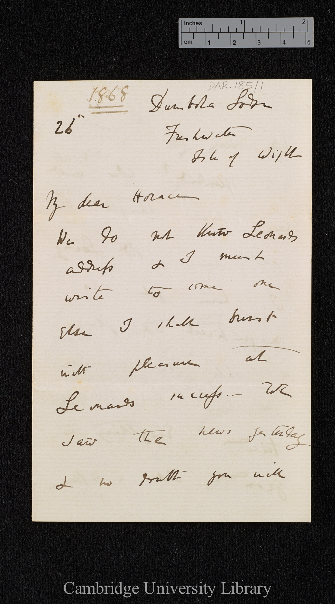 Miscellaneous letters from and to C. R. Darwin and others. Also individual leaves and fragments of Cirripedia and Origin, drafts: