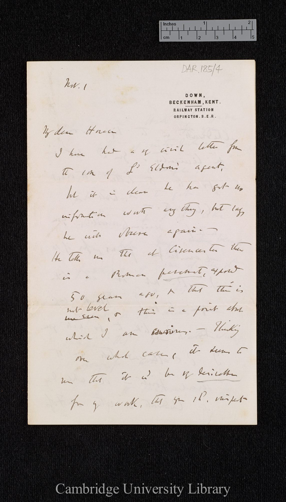 Charles Robert Darwin to Sir Horace Darwin