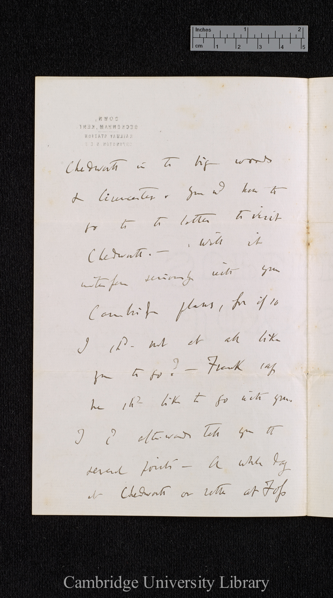 Charles Robert Darwin to Sir Horace Darwin