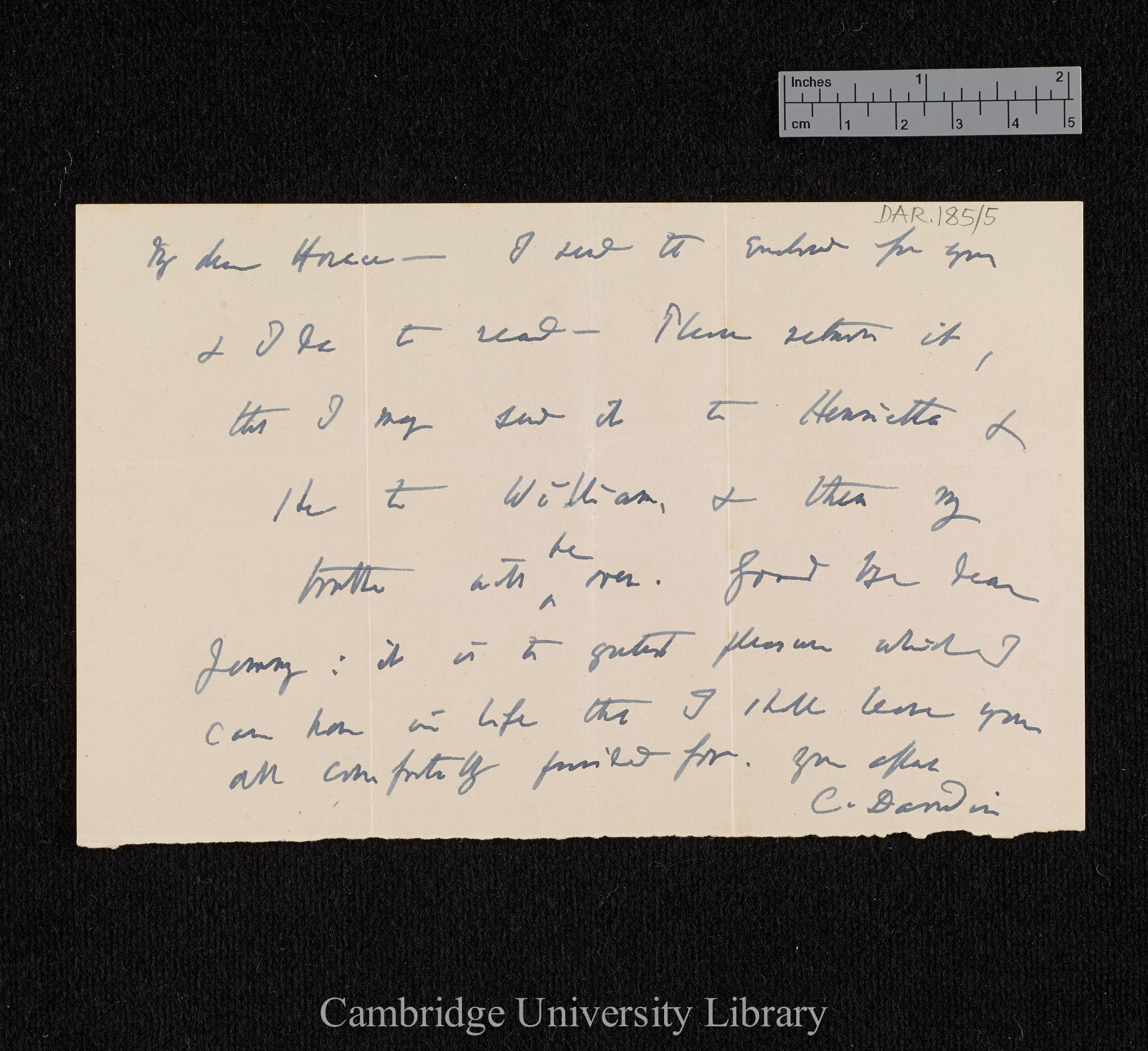 Letter from Charles Robert Darwin to Sir Horace Darwin; written at [place unstated]