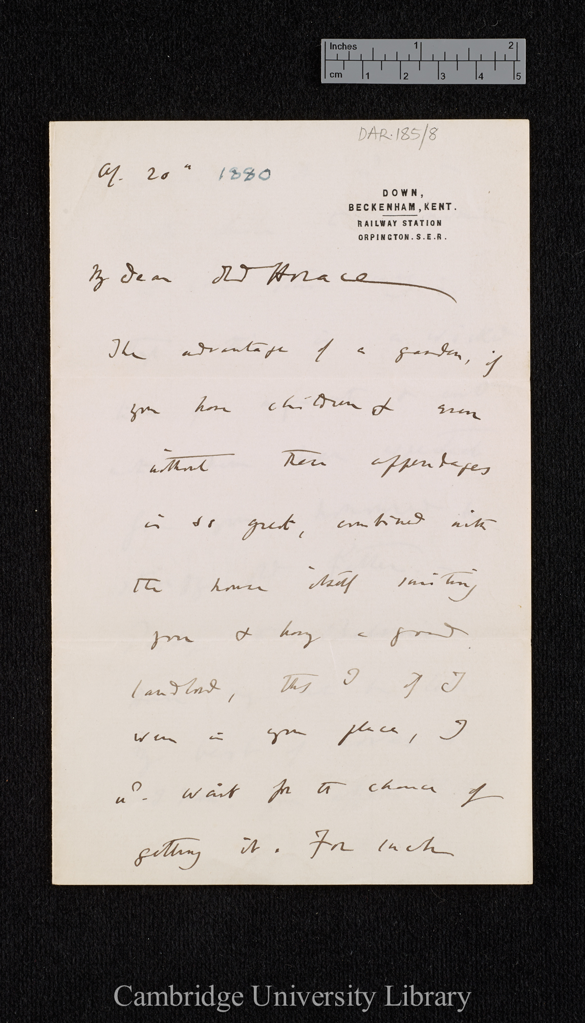 Charles Robert Darwin to Sir Horace Darwin