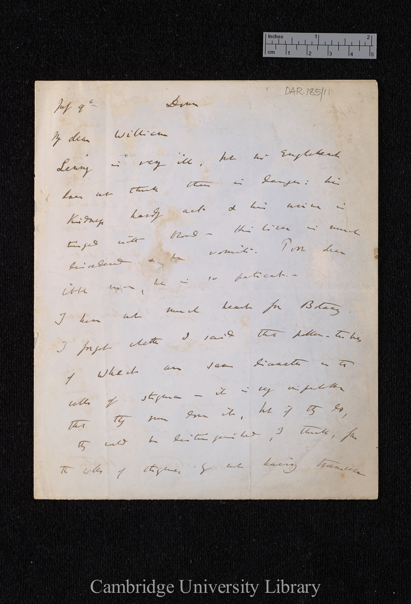 Charles Robert Darwin to William Erasmus Darwin