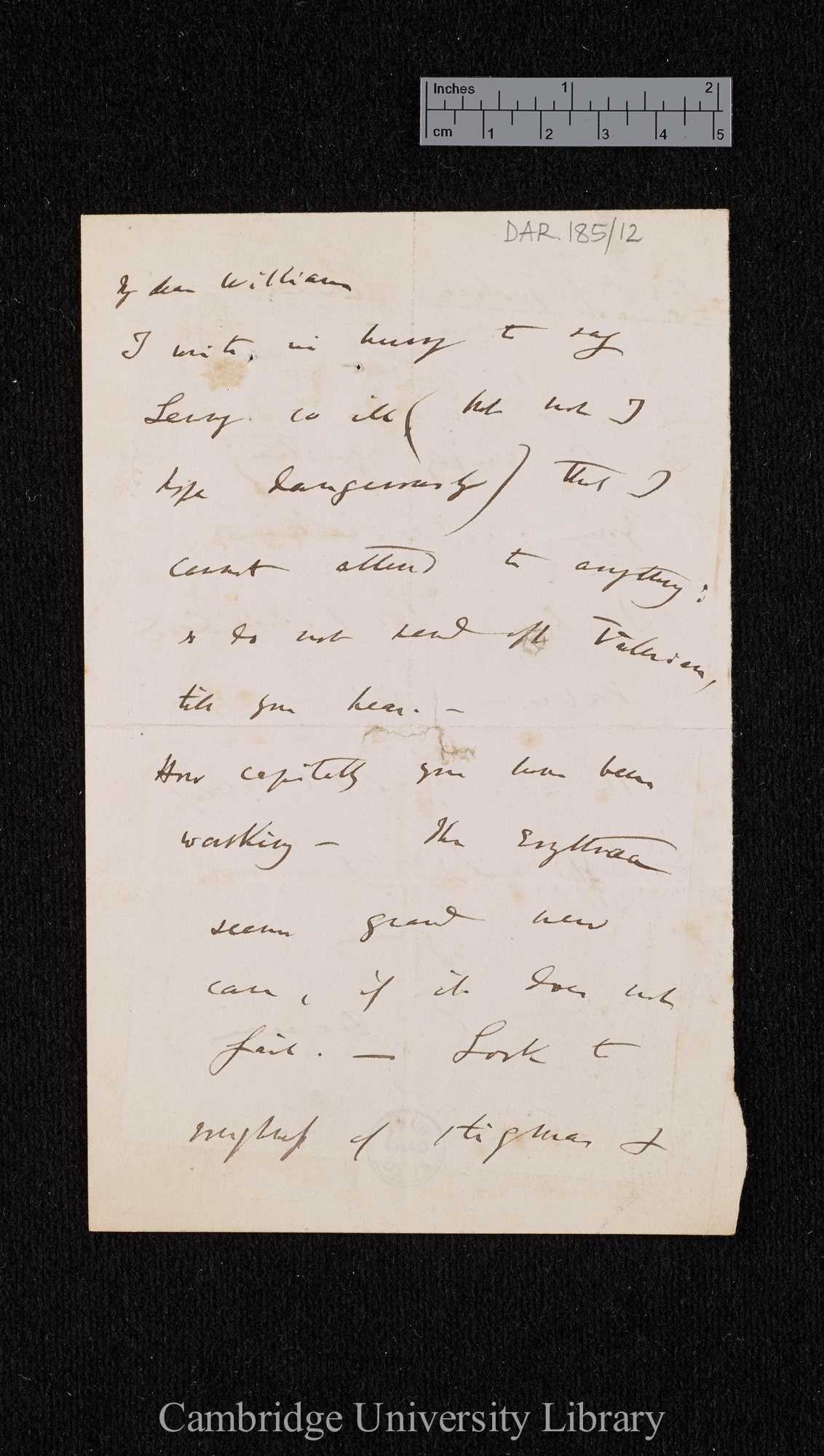 Charles Robert Darwin to William Erasmus Darwin