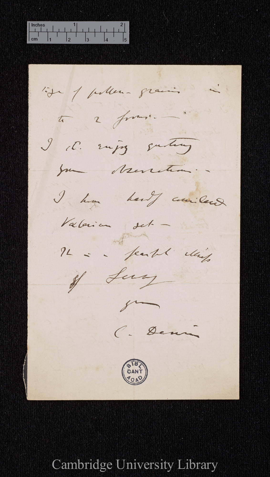 Charles Robert Darwin to William Erasmus Darwin