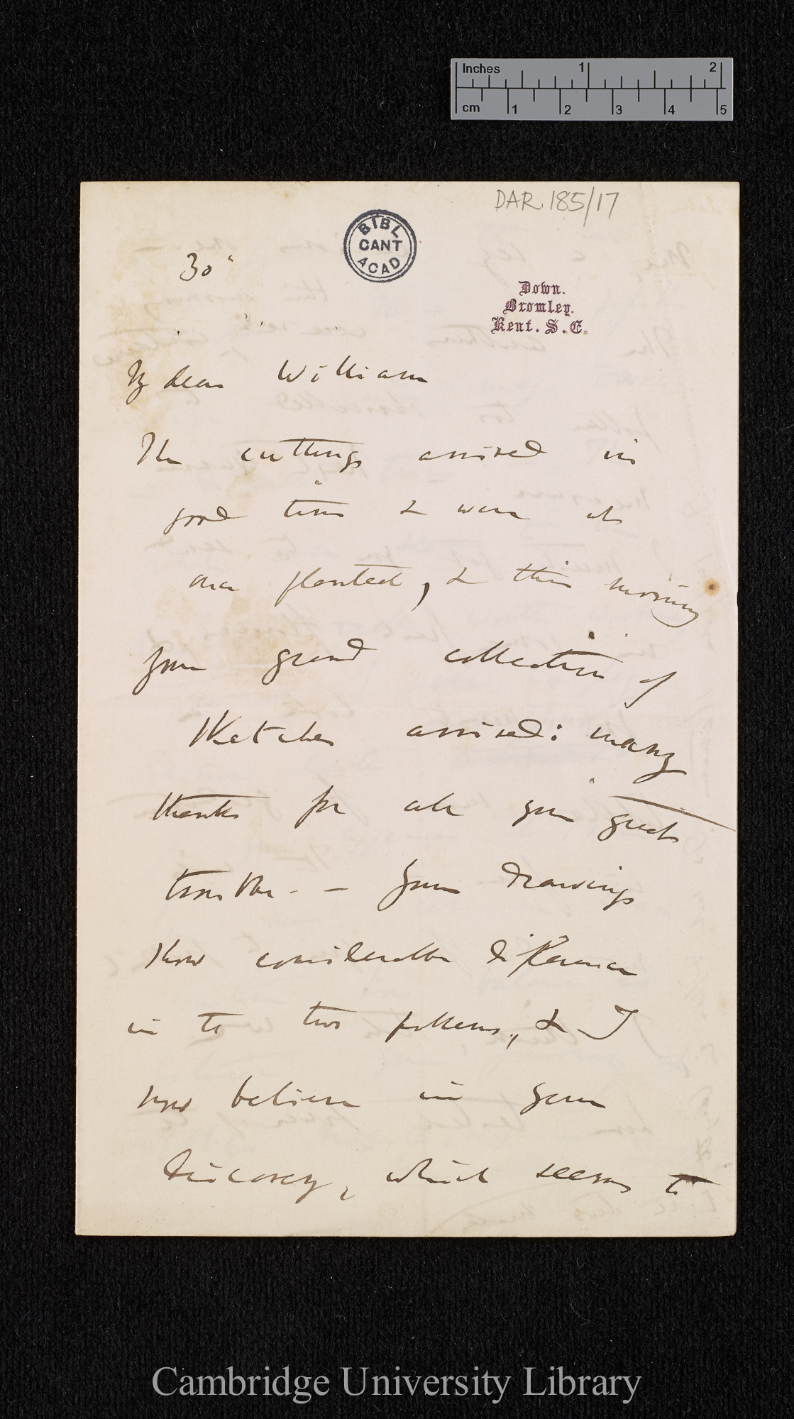 Charles Robert Darwin to William Erasmus Darwin